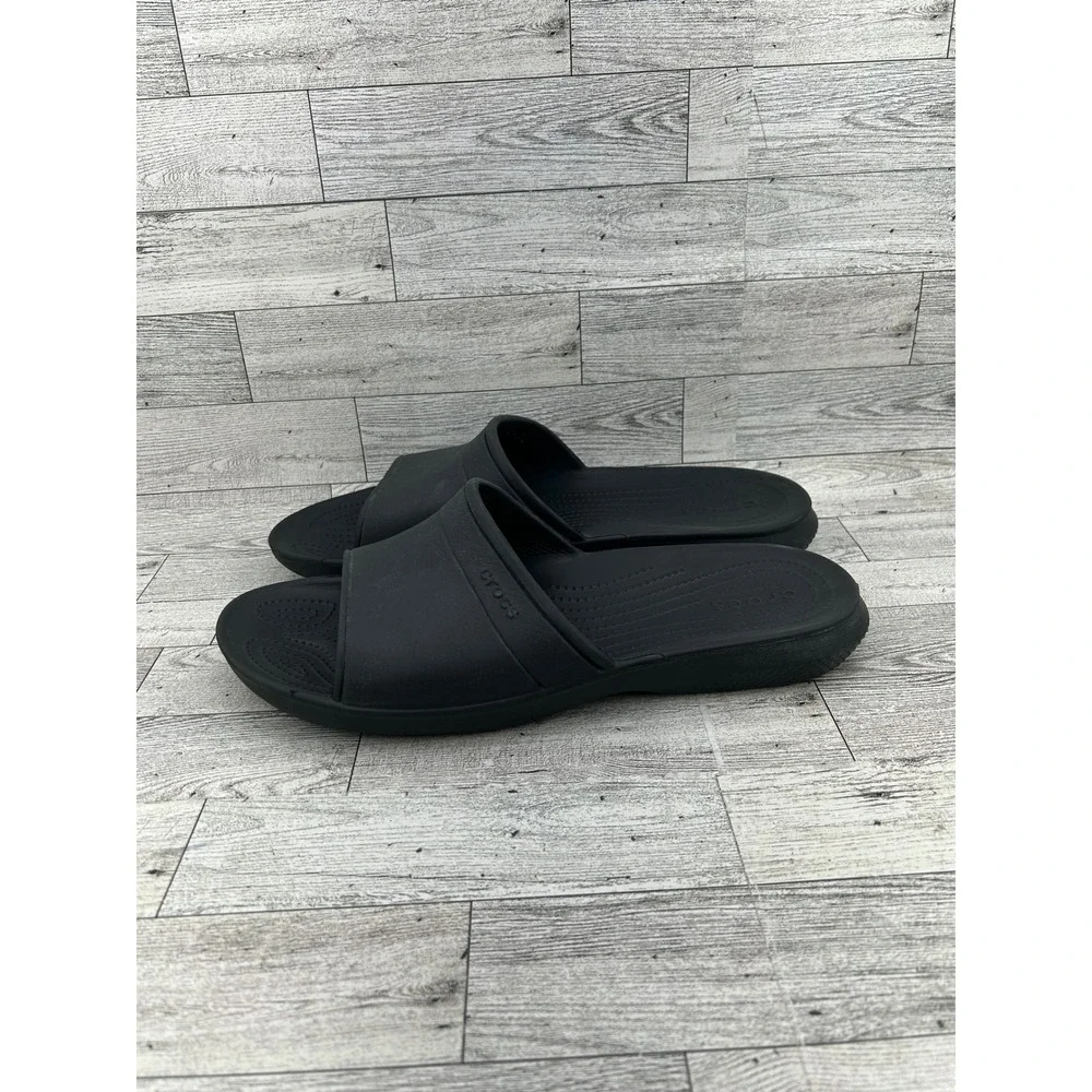 Crocs Mellow Recovery Slides Mens Size 11 Black Slip‎ On Comfort Sandals 208392